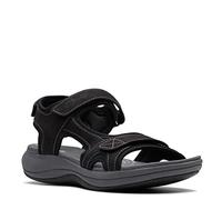 Clarks Femme Mira Baie Sandale Plate, Textile Noir, 37 EU Large
