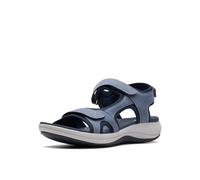 Clarks Femme Baie de Mira Sandale Plate, Textile Bleu Denim, 42 EU
