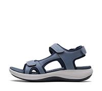 Clarks Femme Mira Bay Sandale Plate, Denim Blue Textile, 41.5 EU Large