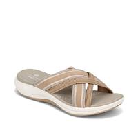 Clarks Femme Mira Isle Sandale Glissante, Sand Combi Textile, 38.5 EU Large