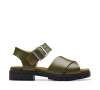Clarks Femme Orinoco Cross Sandale, Dark Olive Lea, 42 EU