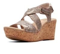 Clarks Femme Rose Way Sandales, Beige Metallic, 41.5 EU