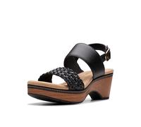Clarks Femme Seannah Step Sandale cale, Cuir Noir, 40 EU