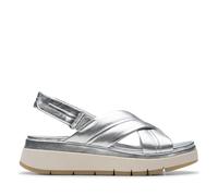Clarks Femme Tuscan Cross Sandale, Silver Leather, 38 EU