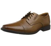 Clarks Homme Tilden Cap Laçage Rapide Plat Oxford, Noir Black Leather Marron, 41.5 EU