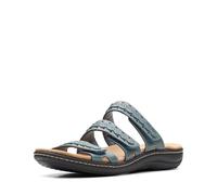 Clarks Laurieann Cove Flat Sandal, Blue Grey Leather, 7.5 Medium