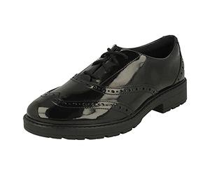 Clarks LoxhamBrogueY Childrens Black Pat, 3