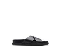 Clarks Homme Torford Cross Sandale Glissante, Black Leather, 45 EU