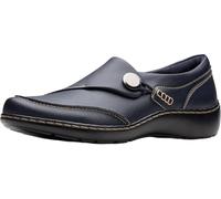Clarks Mocassins Cora Teresa pour femme, Cuir poli bleu marine, 38.5 EU