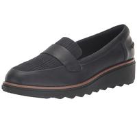 Clarks Mocassins Sharon Gracie Penny pour Femme, Cuir combiné Bleu Marine, 39 EU