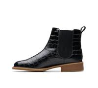 Clarks Premium Bottines Chelsea Cologne Arlo2 pour femme, crocodile noir, 37 EU, Noir/croco, 37.5 EU