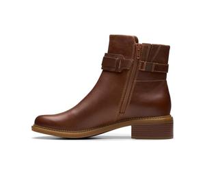 Clarks Premium Maye Bella Bottes tendance pour femme, cuir marron clair, 38 EU, Marron clair/cuir, 38.5 EU