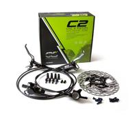 Clarks Race Series Kit de Freins à Disque hydrauliques CNC 2 Pistons Avant et arrière et rotors avec leviers et raccords pour VTT, Hybrides et vélos électriques