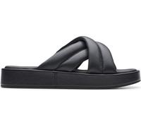 Clarks Sandale Alda Glide, Cuir lisse, Noir, Femme