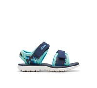 Clarks Sandale Surfingtide T pour garçon, Imprimé dinosaure bleu marine, 4.5 UK Child Wide