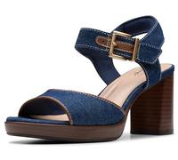 Clarks Sandales à talons AmbyrLyn Faye pour femme, denim foncé, 8 Wide