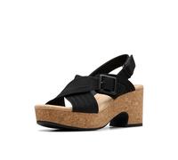 Clarks Sandales à talons Nerisa West pour femme, Noir/nubuck, 8 Wide