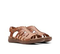 Clarks Femme April Belle Sandale Plate, Marron Clair/Cuir, 38 EU