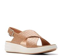 Clarks Sandales compensées Drift Sun pour femme, Synthétique beige chaud, 38 EU