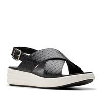 Clarks Sandales compensées Drift Sun pour femme, Synthétique tissé noir, 39 EU