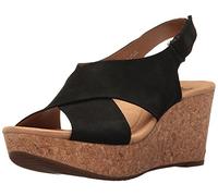 Clarks Femme Annadel Eirwyn Sandales compensées, Cuir Nubuck Noir, 35.5 EU