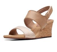 Clarks Sandales compensées Kyarra Faye pour femme, Beige chaud Lea, 41 EU