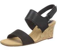 Clarks Sandales compensées Kyarra Faye pour femme, Cuir noir, 39.5 EU
