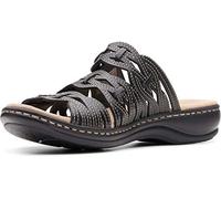 Clarks Sandales fermées Leisa Faye pour femme, Cuir noir, 39.5 EU Large