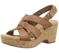 Clarks Sandales Giselle BeachWedge pour femme, Marron clair/cuir, 38 EU