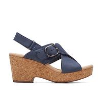 Clarks Femme Giselle Dove Sandale, Nubuck Bleu Marine, 41 EU