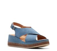 Clarks Sandales Kassanda Step pour femme, Nubuck bleu, 42 EU