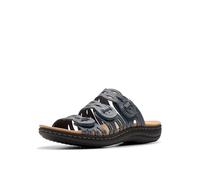 Clarks Sandales plates Laurieann Ruby pour femme, Cuir bleu gris, 4 UK Wide