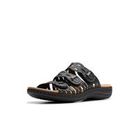 Clarks Sandales plates Laurieann RubyFlat pour femme, cuir noir, 35 EU