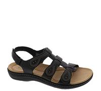 Clarks Sandales plates Laurieann Vine pour femme, cuir noir, 8.5 Narrow