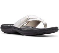 Clarks Tongs Breeze Sea pour femme - Tongs confortables avec crochet réglable et soutien de la voûte plantaire - Style décontracté pour l'été au quotidien, blanc/noir, 40 EU