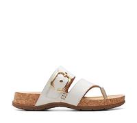 Clarks Tongs Reileigh Park pour femme, Cuir blanc cassé, 40.5 EU