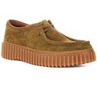 Clarks Torhill Bee Semelle Rainurée Sofe Suède Femme Baskets Vert Suède UK 3-8