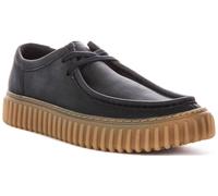 Clarks Torhill Lo Chaussures Casual En Cuir Laçage Côtelé Bleu Marine