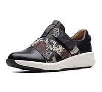 Clarks Un Rio Strap, Basket Femme, Black Leather Snake Combi, 39 EU