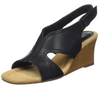 Clarks Femme Kyarra Aster Sandale cale, Cuir Noir, 39 EU