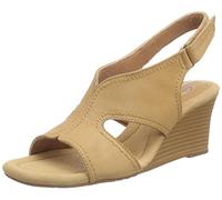 Clarks Women Kyarra Aster Wedge Sandal, Light Tan Lea, 41.5 EU