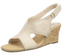 Clarks Women Kyarra Aster Wedge Sandal, Sand Metallic, 41 EU