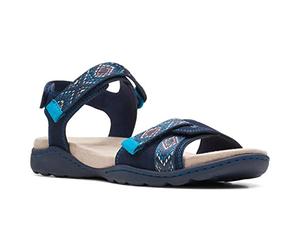 Clarks Women's Amanda Sprint Sports Sandal, Daim Bleu marine, 41 EU