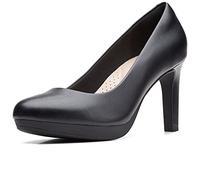 Clarks Womens Ambyr Joy Pump, Black Leather, 8.5 Wide US