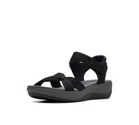 Clarks Arla Shore Sandales plates pour femme, Noir/textile, 37.5 EU