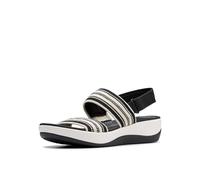 Clarks Women's Arla Stroll Cloudsteppers Flat Sandal, Black Multi, 7 Wide