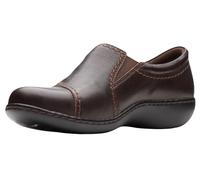 CLARKS Women's Ashland Effie Loafer, Dark Brown Tumbled Leather, 70 W US