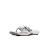 Clarks Women's Breeze Sea Flip Flop, New Silver Synthetic, 8 B(M) US