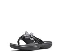 Clarks Women's Brinkley Flora Flip-Flop, Black Patent Synthetic, 11M