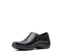 Clarks Women's Cora Giny Loafer Flat, Black Tumbled/Smooth Leather